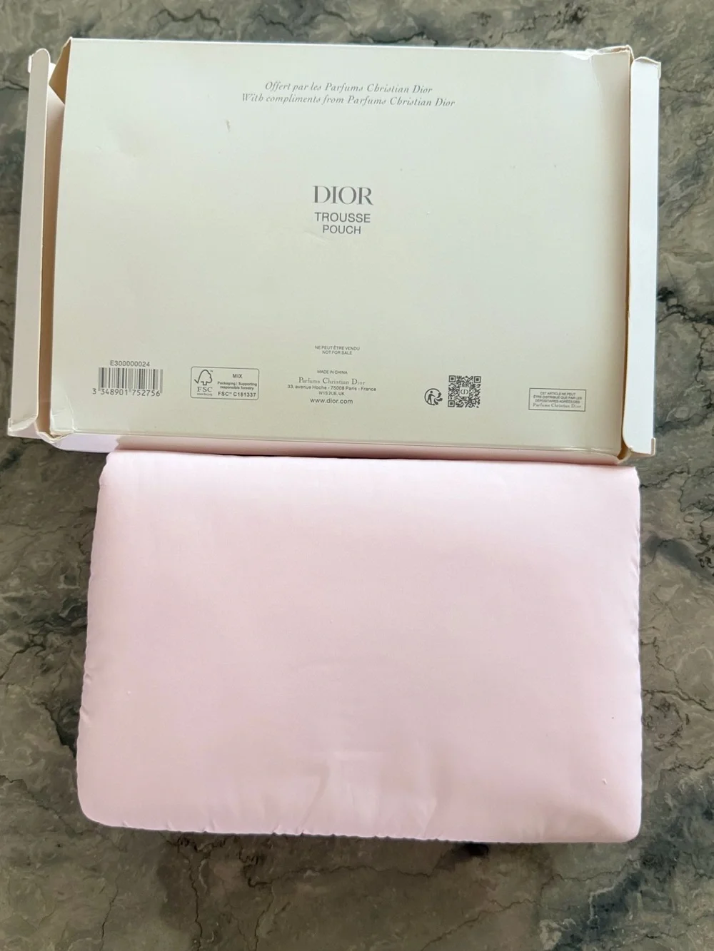 Christian Dior Beauty Soft Pink Padded Cosmetic Makeup Pouch Bag